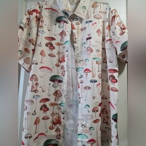 Mushroom Print Button-Up Shirt